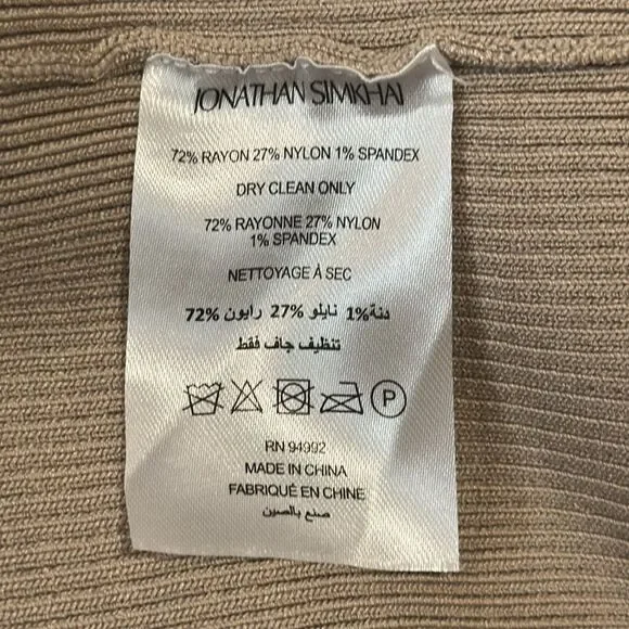 NWT Jonathan SIMKHAI Dorothy ribbed-knit miniskirt Almond Large